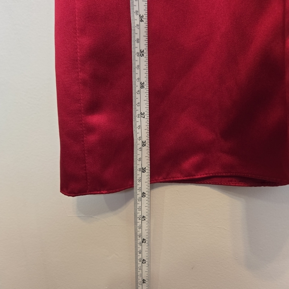Davids Bridal Red Satin A-Line Dress w/ POCKETS - Picture 6 of 7